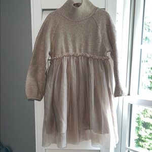 Zara cozy knit dress w/ tulle bottom for little girl